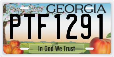 GA license plate PTF1291