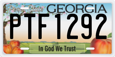 GA license plate PTF1292