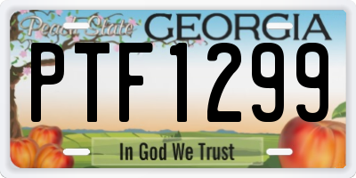 GA license plate PTF1299