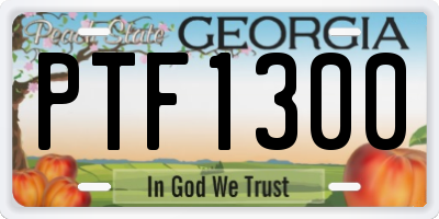 GA license plate PTF1300