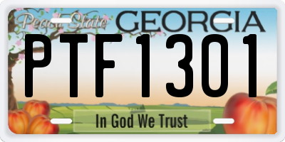 GA license plate PTF1301