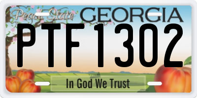 GA license plate PTF1302