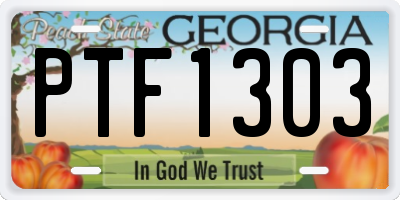 GA license plate PTF1303