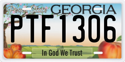 GA license plate PTF1306