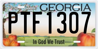 GA license plate PTF1307
