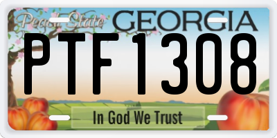 GA license plate PTF1308