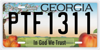 GA license plate PTF1311
