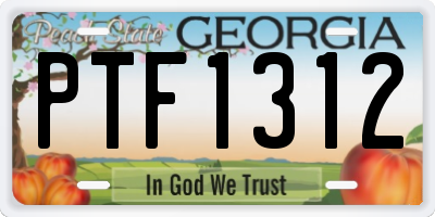 GA license plate PTF1312