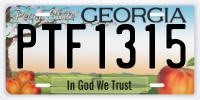 GA license plate PTF1315