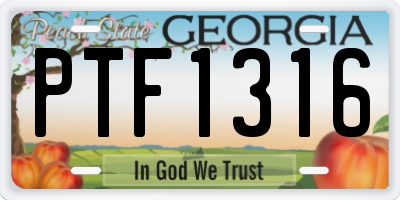 GA license plate PTF1316