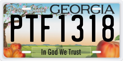 GA license plate PTF1318