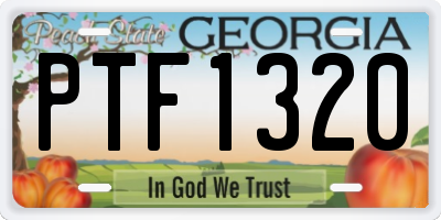 GA license plate PTF1320