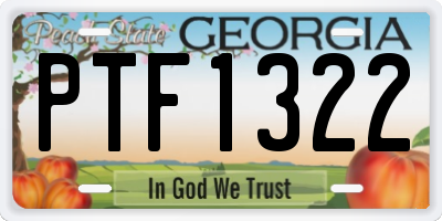 GA license plate PTF1322