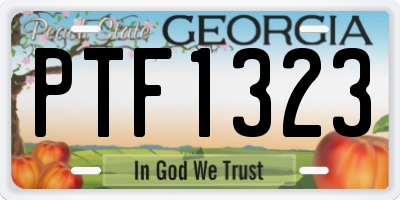 GA license plate PTF1323