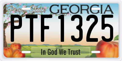 GA license plate PTF1325