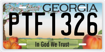 GA license plate PTF1326