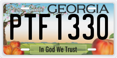 GA license plate PTF1330