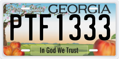 GA license plate PTF1333