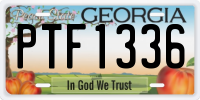 GA license plate PTF1336