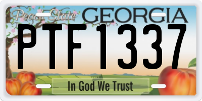 GA license plate PTF1337