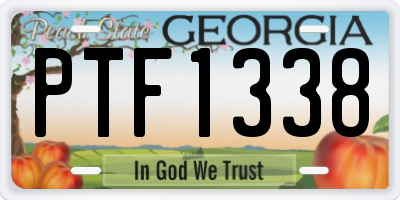 GA license plate PTF1338
