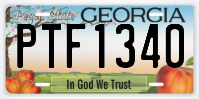 GA license plate PTF1340