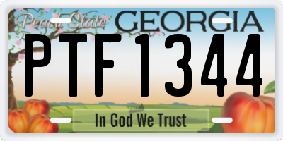 GA license plate PTF1344