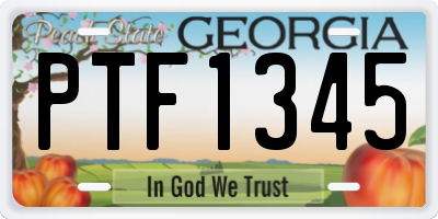 GA license plate PTF1345