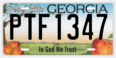 GA license plate PTF1347