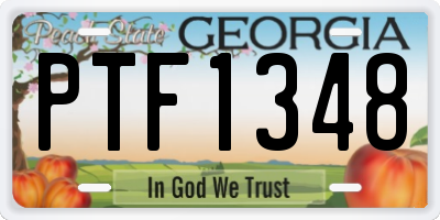 GA license plate PTF1348