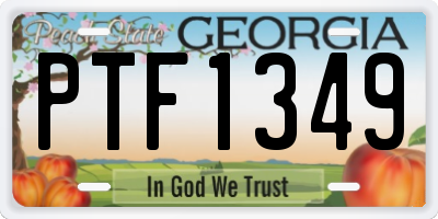 GA license plate PTF1349