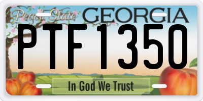 GA license plate PTF1350