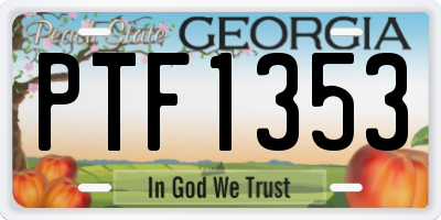 GA license plate PTF1353