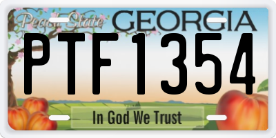 GA license plate PTF1354