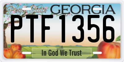 GA license plate PTF1356