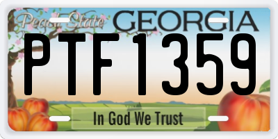 GA license plate PTF1359