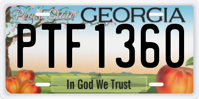 GA license plate PTF1360