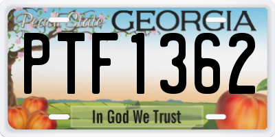 GA license plate PTF1362