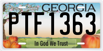 GA license plate PTF1363