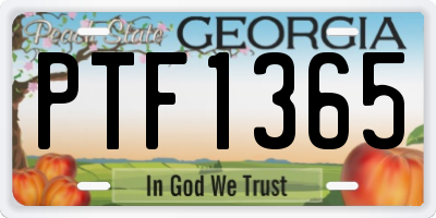 GA license plate PTF1365