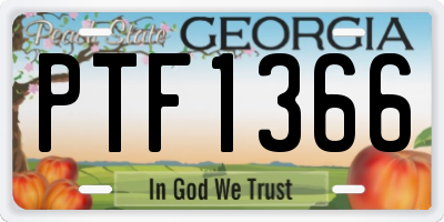 GA license plate PTF1366