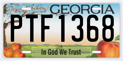 GA license plate PTF1368