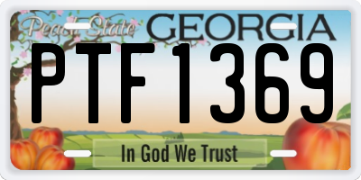 GA license plate PTF1369