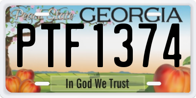 GA license plate PTF1374