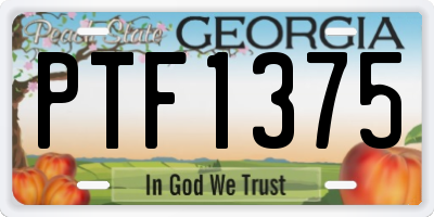 GA license plate PTF1375