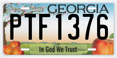 GA license plate PTF1376