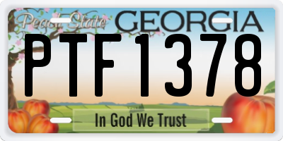 GA license plate PTF1378