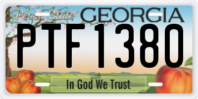 GA license plate PTF1380