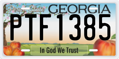 GA license plate PTF1385