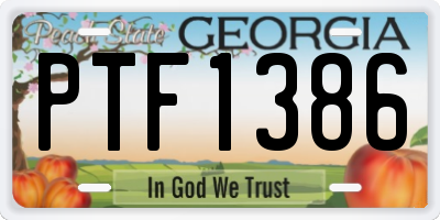 GA license plate PTF1386